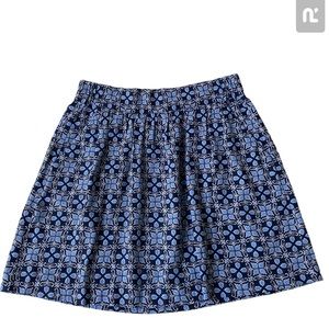 Loft Outlet Blue Paisley Linen Blend Skirt Full Above Knee Pockets S Petite New